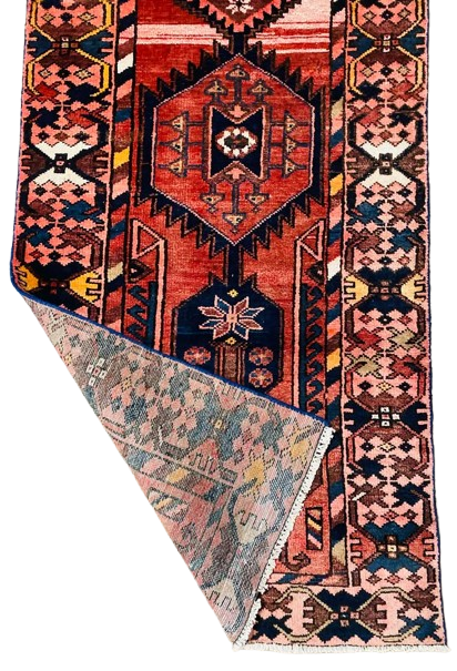 Origin "Zanjan" Hand Knotted Sheep Wool Persian Rug with Geometric Patterns 9'8" X 3"