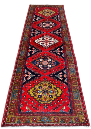 Origin "Gharajeh" Hand Knotted Persian Rug Geometric Shapes 11'3" X 3'7"