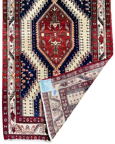 Origin "Ardebil" Hand Knotted Sheep Wool Persian Rug Natural Dyes Geometric Pattern 13'8" X 3'5"