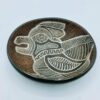 1972 signed "LSchinko" Hand-painted Sgraffito Abstract Bird Motif Pottery Dish