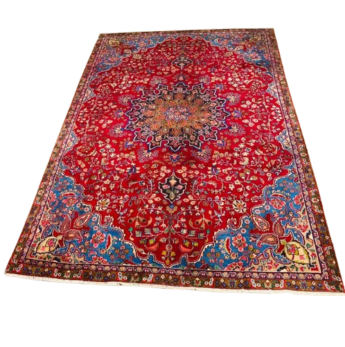 608015522_752529264546457_4567946675343144433_n-removebg-preview Origin "Khashan" Persian Tribal Rug Hand Knotted Natural Dyes with Central Medallion and Floral Patterns 9'11" X 6'11"