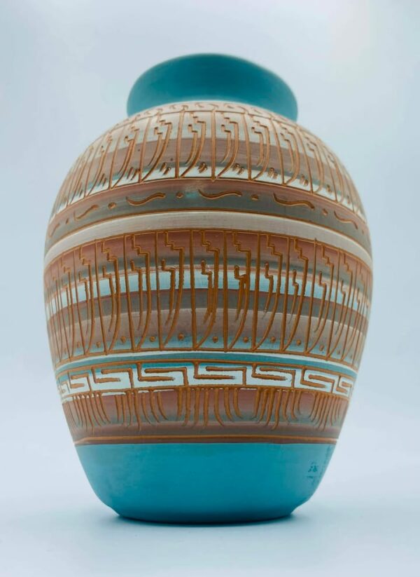 Native American Navajo pottery Vase Signed "Ron J"