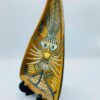 Mid Century Inspired Hand‑Painted Triangular Ceramic Dish Abstract Face Design by Zheng Ruixiu