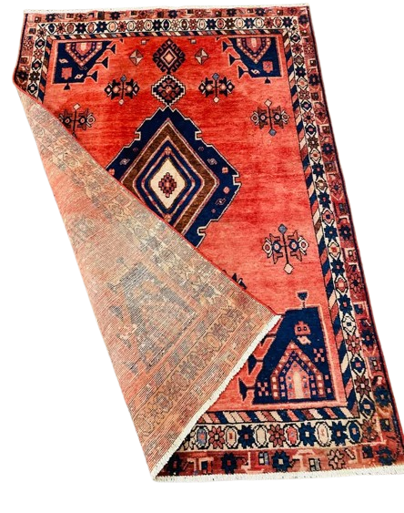 Origin "Sirjan" Persian Tribal Rug Hand Knotted Natural Dyes with Geometric Patterns 7'1" X 5'