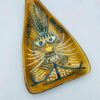 Mid Century Inspired Hand‑Painted Triangular Ceramic Dish Abstract Face Design by Zheng Ruixiu