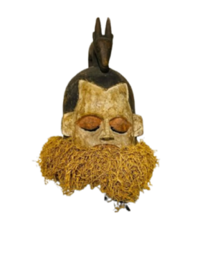 622427587_1572198313898716_4178644792150464188_n-removebg-preview Ceremonial Suku Helmet Mask on stand. Zaire Congo. Carved wood, pain