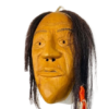 Indigenous-Inspired Carved Wood Mask with Horse Hair